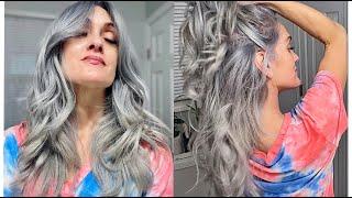 DIY GRAY SILVER HAIR | AT HOME COLOR CORRECTION | No Damage!