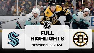 NHL Highlights | Kraken vs. Bruins - November 3, 2024