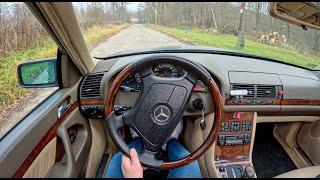 1994 Mercedes-Benz S-Class W140 [3.5 TURBO-D 150HP] |0-100| POV Test Drive #1444 Joe Black