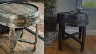 WoodArtDeal - Bourbon Barrel Half End Table | Whiskey Barrel Furniture