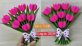 Cách làm bó hoa tulip bằng giấy | làm hoa tặng mẹ ngày 20/10 | Sáng Tạo Thủ Công