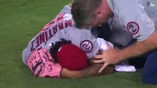 Carlos Martinez hit in chest by line drive: 8/21/2018