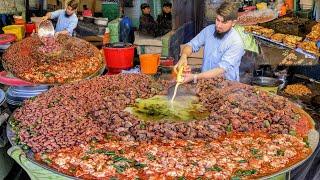 BIGGEST GIANT SIZE TAWA KALEJI FRY MAKING  - MUTTON LIVER FRIED RECIPE | PAKISTAN MEAT STREET FOOD