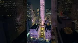 View of Rockefeller Center in Midtown Manhattan from Saks Fifth Avenue Rooftop in New York City