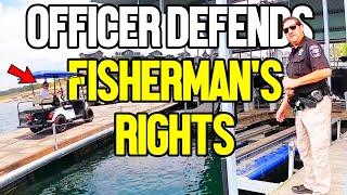 Good Cop DEFENDS Citizen's Right To Fish From Ignorant Marina Security!