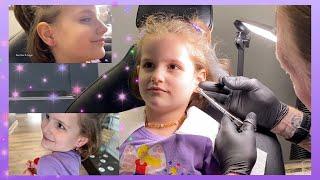 2023 Kids Ear Piercing Vlog | 5 Year Old Ears Pierced at Piercing Shop / Tattoo Parlor