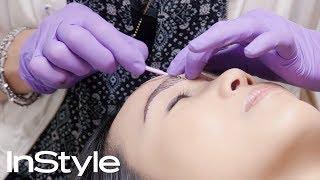 Microblading Permanent Eyebrow Tattoo Procedure Up Close | We Tried It | InStyle