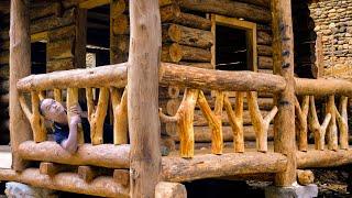 How To Build A Log Railing, Twig Railing | Building a log Cabin (Ep13)