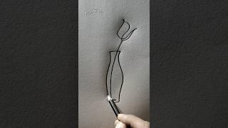 Drawing a rose in a vase with one line #aram_nabeel #disney #cover #lyrics #song #music art