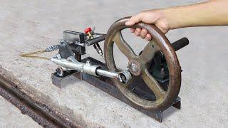 Making a Simple Compressed Air Engine from Old Motorcycle Fork | DIY Machine Idea