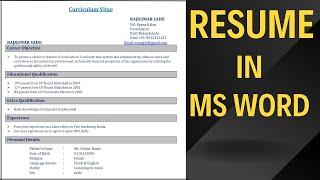 How to make Resume in MS Word 2007 | Resume in MS Word 2007 | Best Resume format 2022 #bestresume