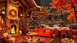 Beautiful Christmas Music 2025 ️ Stress-Free Winter Porch Vibes | Cozy Fireplace, Jazz & Snowfall