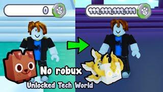 Noob With No Robux Unlocked Tech World! Made billions Fantasy Coins - Pet Simulator X Roblox