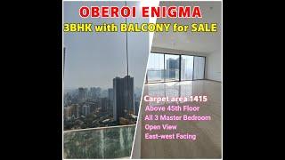 OBEROI ENIGMA 3BHK WITH BALCONY FOR SALE IN MULUND WEST|HIGHER FLOOR|OPEN VIEW|ALL 3 MASTER BEDROOM