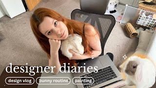 a productive day as a freelance designer | bunny routine, painting challenge, work/life balance ⭐️