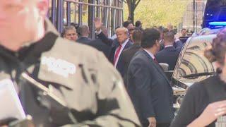 Former President Trump arrives at courthouse in Manhattan for arraignment