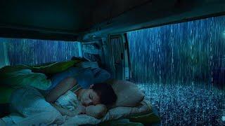 Rain Sounds For Sleeping - 99% Instantly Fall Asleep With Rain And Thunder Sound on Car At Night