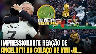 EITA!! OLHA A REAÇÃO DE ANCELOTTI APÓS GOLAÇO DE VINICIUS JR CONTRA BORUSSIA!!