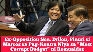 Ex-Opposition Sen. Drilon, Pinuri si Marcos sa Pag-Kontra Niya sa "Most Corrupt Budget" ni Romualdez