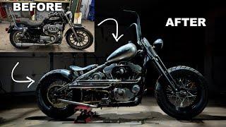 Harley Davidson Sportster to Hardtail Bobber Fabrication Build in 20 Minutes