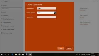 How to add password windows 10 and password hint