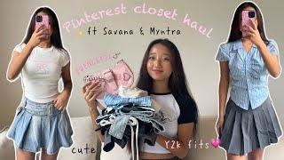 Savana & Myntra try on haul | oversized t shirts, graphic tees , baggy jeans & skirts 