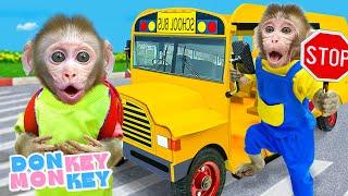  School Times  Wheels On The Bus | Donkey Monkey - Nursery Rhymes