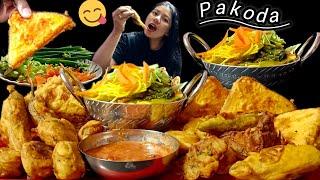 LOT'S OF VEG PAKODA WITH VEG THUKPA MUKBANG