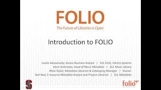 Introduction to FOLIO Training