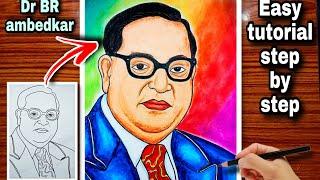 How to draw B.R Ambedkar very easily।Dr Babasaheb Ambedkar jayanti drawing।Drawing with oil pastel