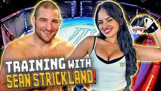 Sean Strickland teaches Nina Drama his teep kick & asks her to corner his sparring session | UFC 312