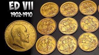 Full Set Of Bullion Gold Sovereigns: Edward VII