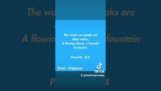 "The words one speaks are deep waters, A flowing stream, a fountain of wisdom." -Proverbs 18:4