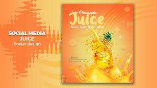 Pineapple Juice Social Media Poster Design II Photoshop CC 2021 II hridoyhtd