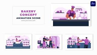 Bakery Concept Flat 2D Character Design Animation Scene