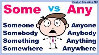 SOME vs ANY someone anyone | something anything | somewhere anywhere ENGLISH GRAMMAR with EXAMPLES