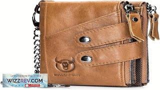 BULLCAPTAIN Genuine Leather Men's Short Wallet with Chain Rfid Blocking Wallet Review