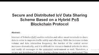 Secure and Distributed IoV Data Sharing Scheme Based on a Hybrid PoS Blockchain Protocol