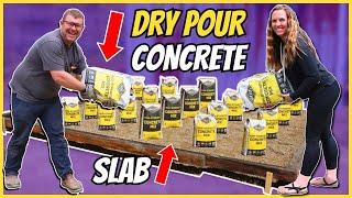 STUPID EASY! DRY POUR CONCRETE! (DIY Concrete Slab or Walkway)