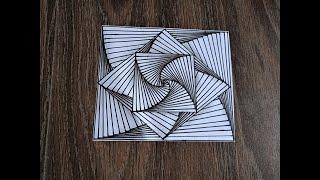 3D Line Illusion Drawing on Paper