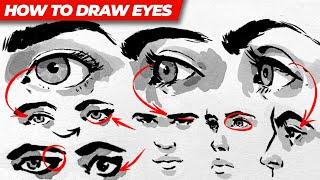 How to draw EYES - Simple tricks and tips step by step