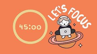 Pomodoro Timer 4x45 (3hr) | ADHD | Let's get focused! | Lofi + white noise 