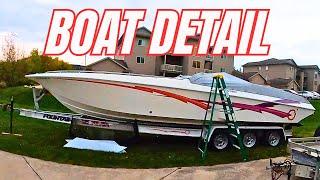 ROTTEN SPEED Boat Get FULL Power Wash | 1997 Fountain 32 Fever Full Boat Detail | Boat Restoration