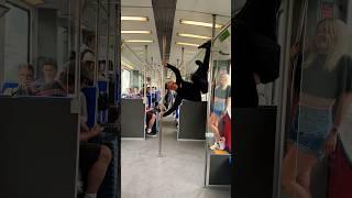 Tricks and Pole dance in the metro#dance #breakdance #killasebi #sebijaeger #freestyle #poledance