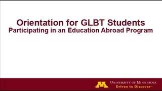 Orientation for GLBT Students Studying Abroad