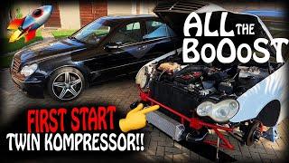 Twin-Supercharged Mercedes W203 FIRST START | ALL THE BOOOST!!