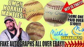 Horrible FAKES!! How To IDENTIFY FAKE vs REAL Mickey Mantle AUTOGRAPHS On eBay..