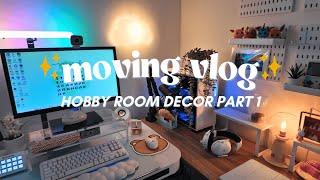 MOVING vlog! unpacking, decluttering, hobby room decorating part 1