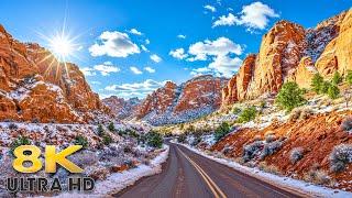 Zion Kolob Canyons Scenic Drive 8K 60fps - Winter in Zion National Park