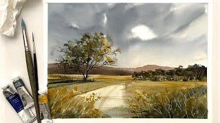 Paint A Loose STORMY SKY & MOUNTAINS Watercolor Landscape Painting, Lois' Watercolour Tutorial Demo